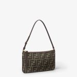 FENDI Flat Baguette Pouch Tobacco brown FF jacquard fabric pouch - Image 4